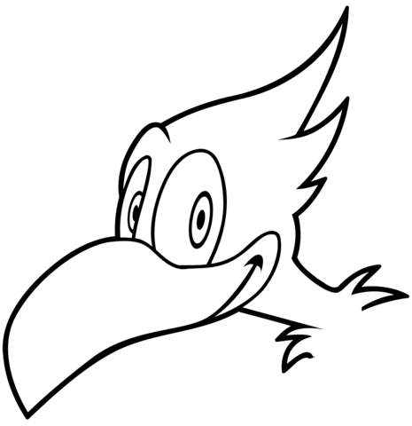 Cartoon Bird Head Coloring Page